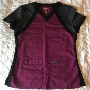 Wine colored Scrub Top